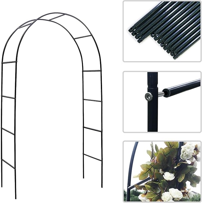 78" H x 45" W Metal Garden Arch Trellis, Wedding Arch,Adjustable Arbor Trellis for Garden Climbing Plants Support or Wedding Decor