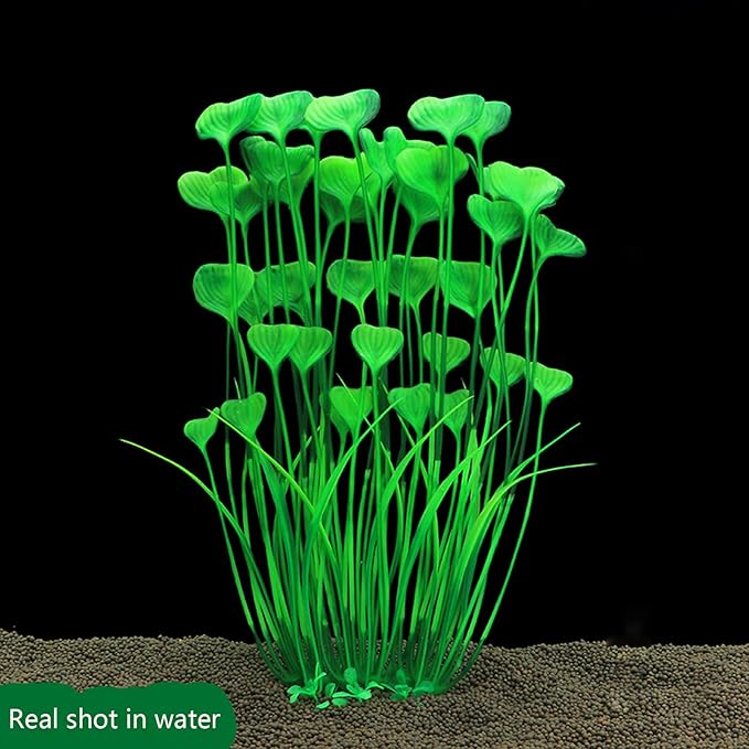 2PCS Aquarium Decor Plastic Plants, Large 16 Inches Artificial Fish Tank Plants (Green)
