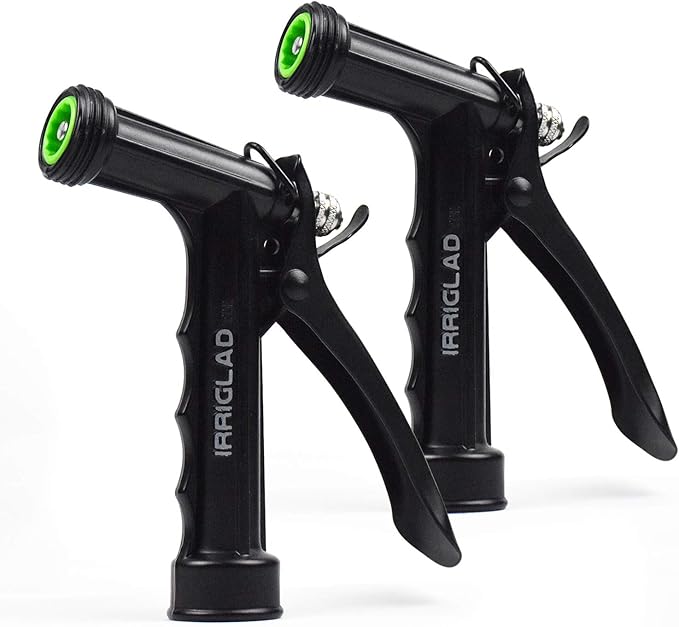 Hose Nozzle 2 Pack, Full Size Pistol Grip Water Nozzle Sprayer with Threaded Front, High Pressure Nozzle, Adjustable Spray Water Flow for Watering Plants, Showering Pet, Washing Car, Cleaning