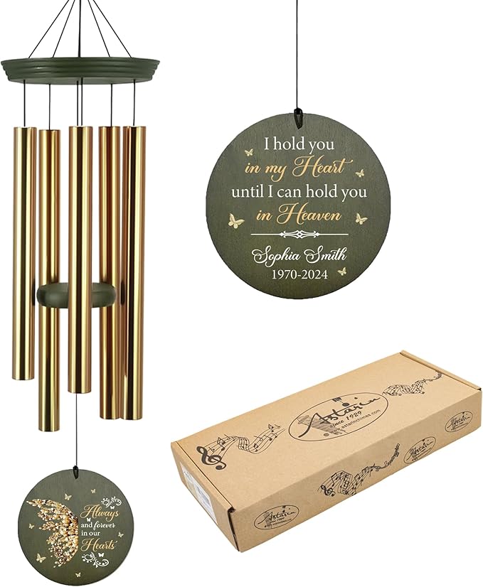 ASTARIN Memorial Butterfly 36" Wind Chimes, Personalized Name Sympathy Wind Chime, in Memory of Loss Mom Loved One, Large Deep Tone Bereavement Windchimes for Outdoors Clearance(Produced in USA)