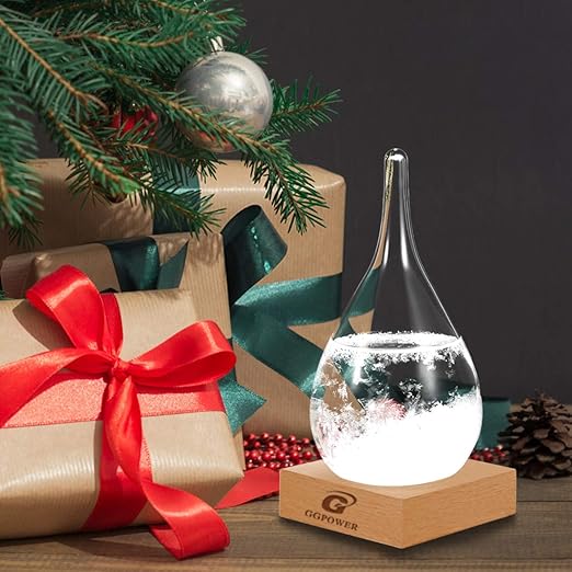 Storm Glass Weather Predictor,Christmas Snow Globe Storm Glass Barometer Weather Predictor, Home and Office Decorative Glass Bottles, Christmas Unique Gifts for Her
