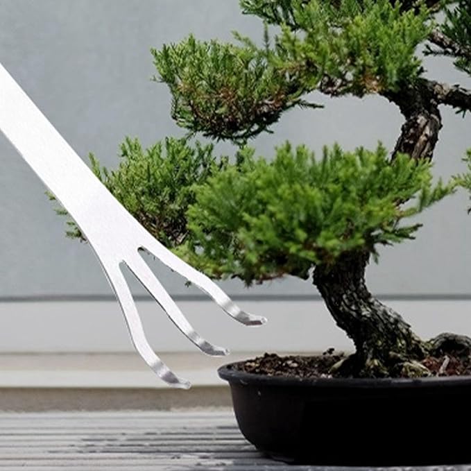 Hand Rake, 3 Prong Bonsai Rake, 9In Small Rakes Suitable for Loose Soil, Removal of Surface Weeds, Planting Bonsai Trees