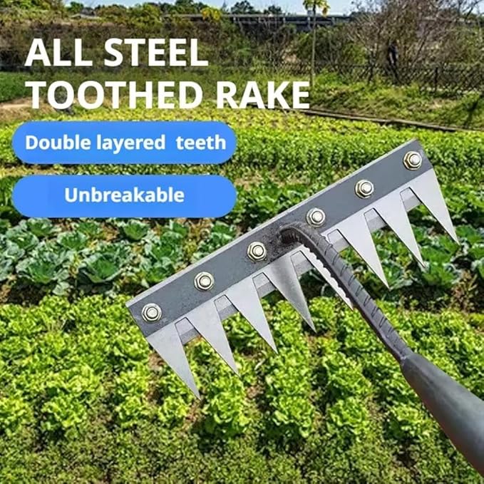 Gardenia Iron Weeding Rake, 2025 Gardenia Iron Weeding rake, Ironrake The Heavy-Duty Irons Weedings Rakes,Irons Rakes for Gardening and Weedings ((6 Teeth))
