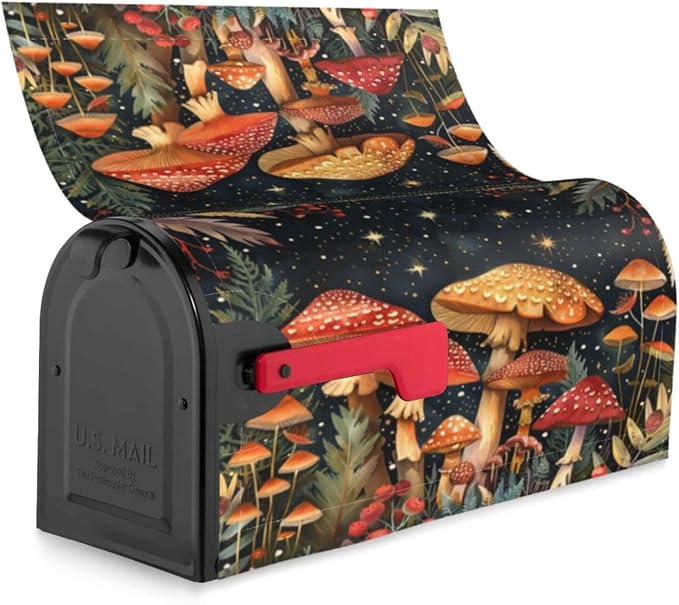 DADABULIU Mailbox Covers Mushroom Forest Vintage Magnetic Letter Post Box Cover Standard Size 25.5 x 21 Inch Garden Yard Home Decorative