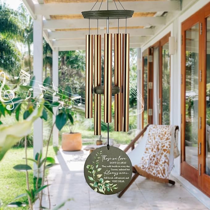Personalized Sympathy Wind Chimes, 36inch Memorial Wind Chimes for Loss of Loved Dad/Mom, Memorial Bereavement Gifts for Funeral, in Loving Memory Windchime Outside (Produced in USA)