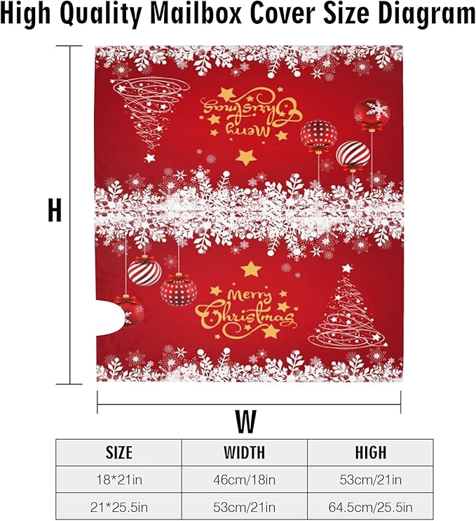 Merry Christmas Mailbox Cover, Winter Tree Snowflake Xmas Magnetic Mailbox Covers, Large Size Garden Yard Letter Post Box Cover Decorations 25.5" L x 21" W