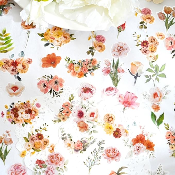 100 Pcs Natural Botanical Flower Stickers, Wildflower Stickers for Scrapbooking Junk Journal Notebook Diary Planner Letter Envelope Water Bottle Phone Case Craft Decoration (Wildflower)