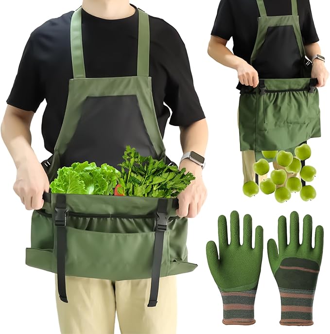 Gardening Apron Fruit Picking Bag, Harvesting Pouch with Quick Release Pocket, Vegetable Harvest Picking Bag
