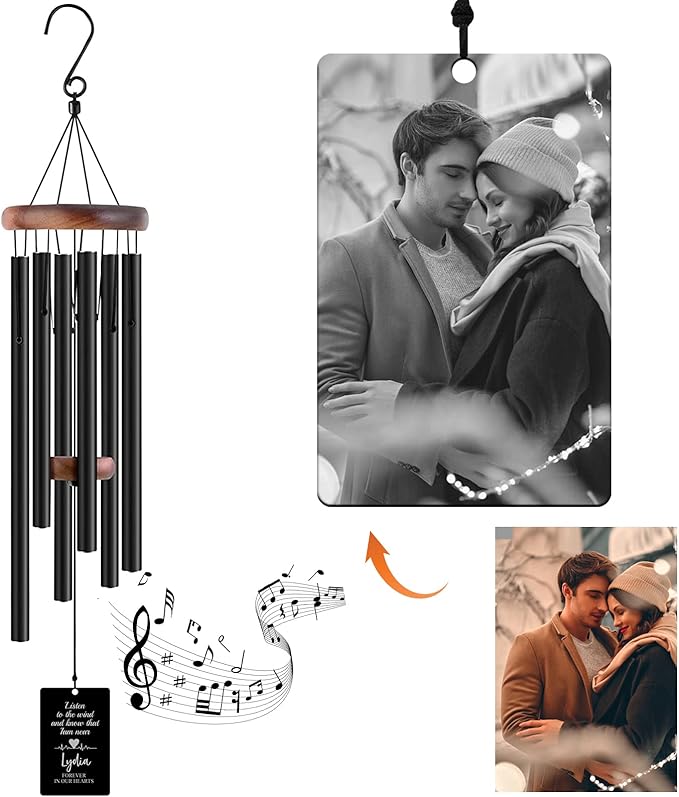 Memorial Wind Chimes Engraved Personalized Wind Chimes for Loss of Loved One,Sympathy Wind Chimes for Outside,Bereavement/Remembrancegifts for Loss of Mother Father