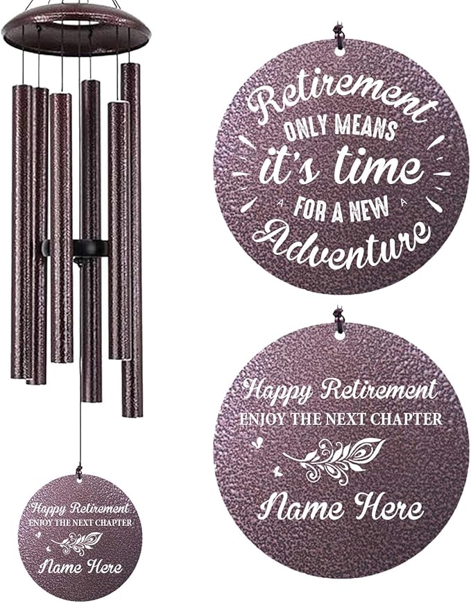 Personalized Retirement Wind Chimes, Retirement Gifts for Women, Retirement Gifts for Women 2024, Wind Chimes for Outside 36-inch Deep Tone, Never Forget The Difference You Made.