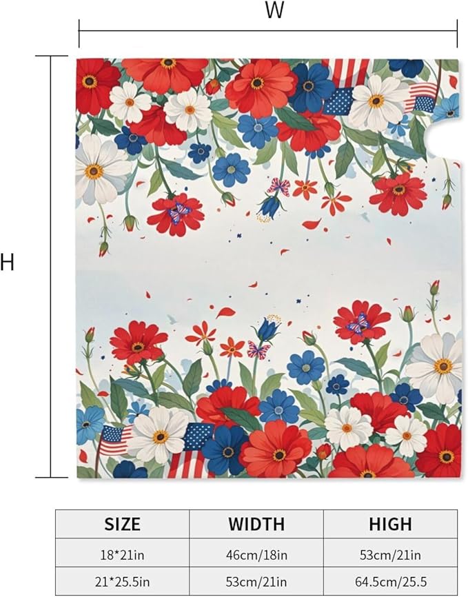 Butterfly Floral Independence Day Mailbox Cover, July 4th American Patriotic Wraps Cover, Red Blue Outdoor Magnetic Mailbox Cover, 25.1" X 21" Post Letter Box for Garden Yard Decor