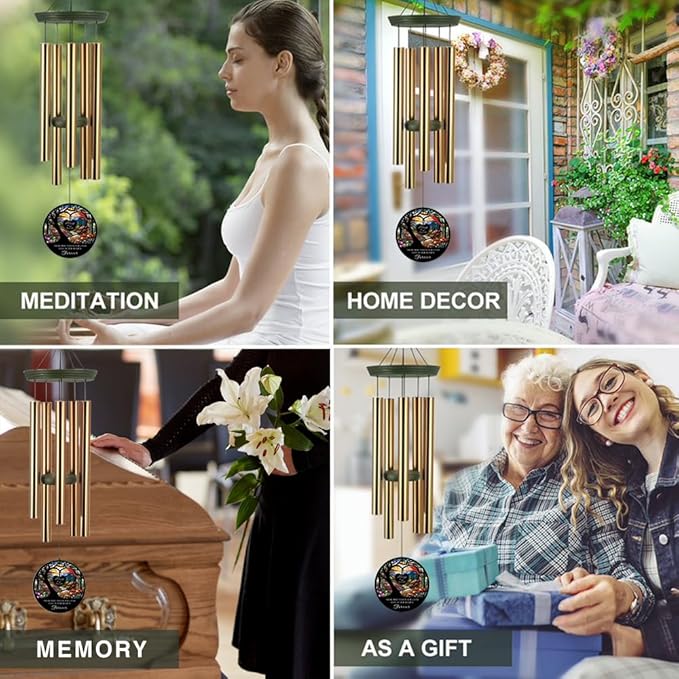 Personalized Memorial Wind Chimes, 36inch Cardinal Sympathy Wind Chime, in Loving Memory for Loss of Loved Dad/Mom, Life Tree Condolences Gifts, Forever in Heart (Produced in USA)