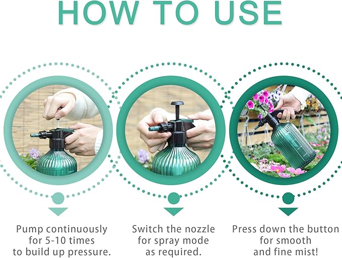 T4U Fine Mist Spray Bottle Plastic Green 2L, Hand Held Pressure Plant Mister with Top Pump, Empty Water Sprayer Watering Can with Adjustable Nozzle for Indoor and Outdoor Gardening and Home Cleaning