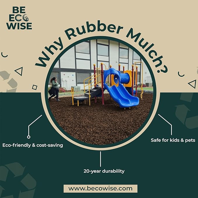 – 100% Wire-Free Premium Grade Shredded Rubber Mulch for Playgrounds & Landscaping | Safe for Kids & Pets, No Replacement Needed, Ultra Durable | Brown, 10 lb (0.6 cu ft)