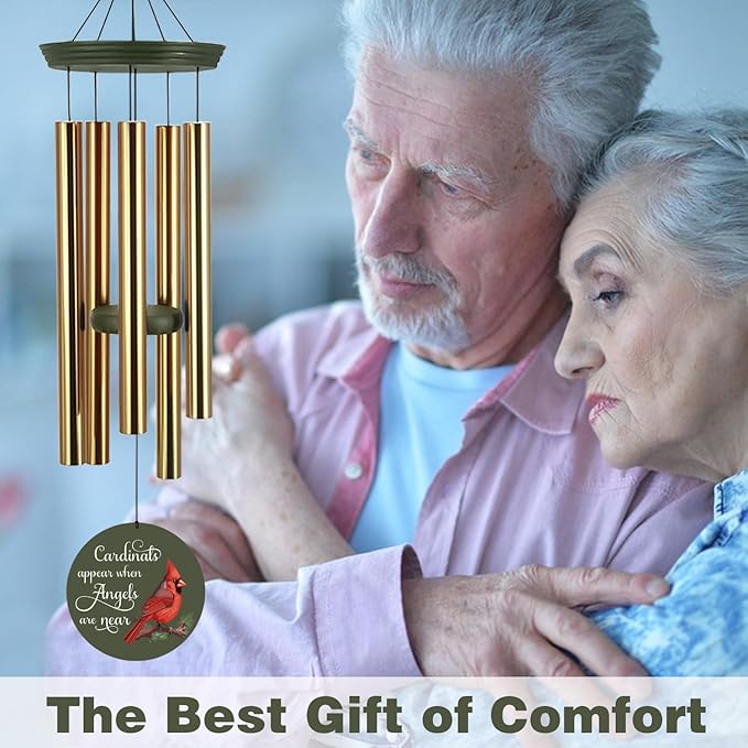ASTARIN Cardinal Memorial Wind Chimes, 36" Personalized Name Sympathy Wind Chime, Windchimes in Memory of Loved One, Bereavement Condolence Gift for Loss Mom Dad Sister Son(Produced in USA)