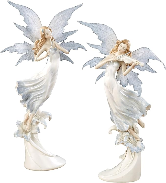 Fairy Orchestra Figurine Set Celestial Blue Set of Two