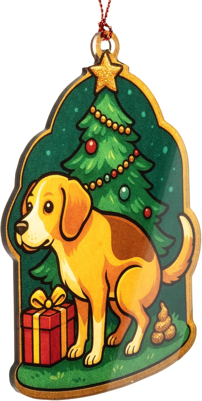 Funny Christmas Ornaments, Funny Gag Gifts, White Elephant Ornament, Raunchy, Hilarious, Unique Ornaments, Suncatcher Effect Window Hanging, Beaglegag Car Hanging