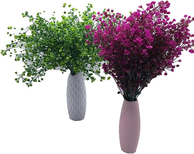 CATTREE Artificial Shrubs Bushes, Plastic Fake Plants Wedding Indoor Outdoor Home Garden Verandah Kitchen Office Table Centerpieces Arrangements Christmas Decoration Fuchsia 8 pcs