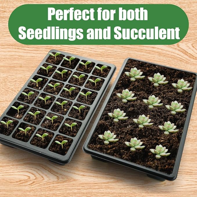 10 Pack Seed Starter Tray, 240 Cells XL Seedling Trays (2'' Each Cell) with Humidity Dome & Vented Lid, Mini Greenhouse Propagator for Plant Growing, Gardening Supplies