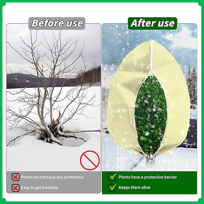 2-Piece setRose Bush Covers for Winter, 47.2 x 70.8 inchesPlant Freeze Protection Covers, Winter Garden Plant ProtectionReusable