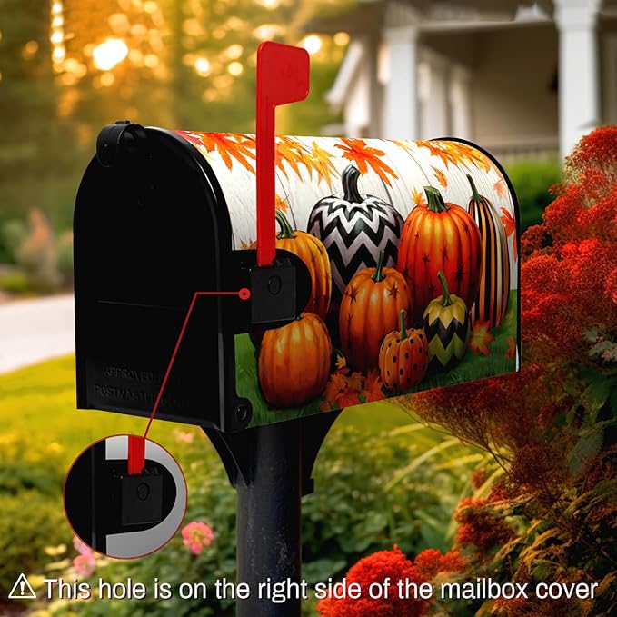 Fall Harvest Mailbox Covers Magnetic Standard Size Thanksgiving Pumpkin Mailbox Cover Autumn Maple Leaves Mailbox Post Cover Waterproof Mailbox Decor Mailbox Wraps for Garden Yard 21 * 18 Inch