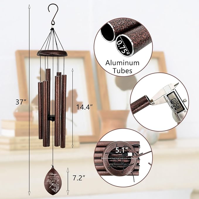 ASTARIN Personalized Sympathy Wind Chime, Deep Tone Wind Chimes for Outside, Sympathy Gifts for Loss of Mom, Bereavement Gifts for Funeral/Condolences/Memorial