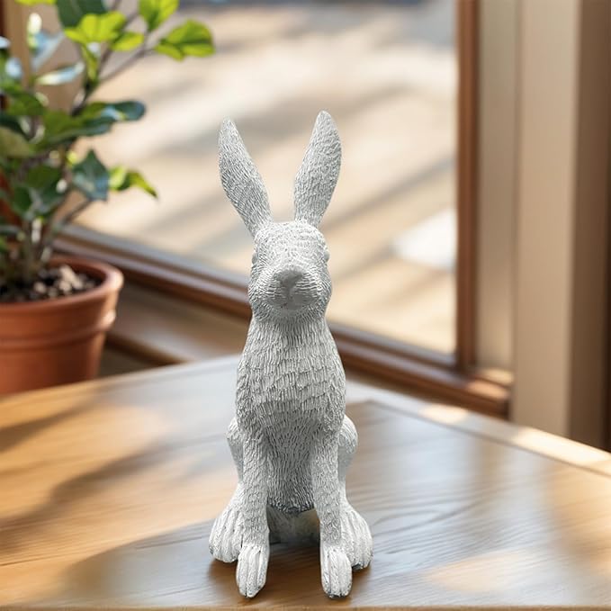 10.2 Inch Resin Garden Statues,Bunny Figurine Decorations for Lawn,Balcony-Yard Art Garden Patio Decor,Unique Housewarming Birthday Gifts for Women