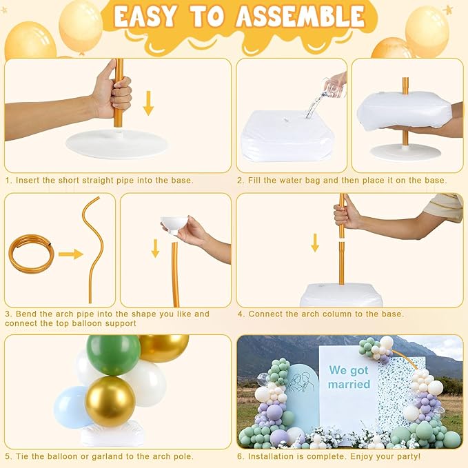 Chamvis Balloon Arch Stand, Ajustable Balloon Arch Kit Wedding Arch Frame Flower Arch Stand Half Curve Arch Backdrop Balloon Stand