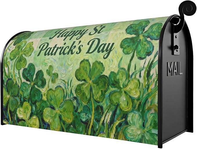 St. Patrick's Day Mailbox Covers Magnetic Standard Size Saint Patricks Shamrock Lucky Clover Plaid Spring Holiday Outdoor Decorative Letter Box Cases for Home Garden Outside Decor, 21x18 Inch
