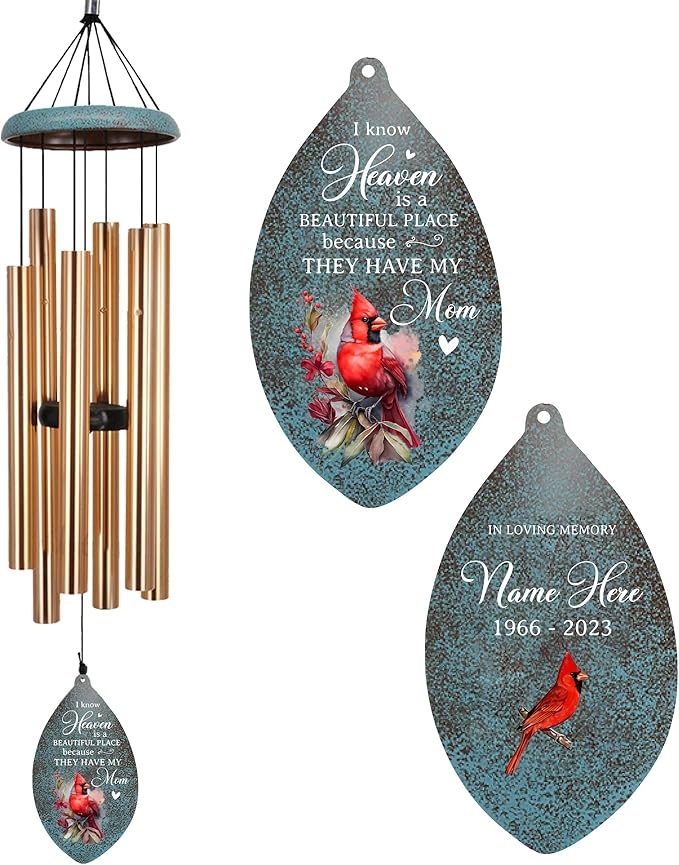 ASTARIN Personalized Name 35" Memorial Wind Chimes for Outside, Metal Sympathy Gifts for Loss of Mother Father Loved One, Bereavement Wind Chime in Memory Gift, Decor Outdoor Garden Patio