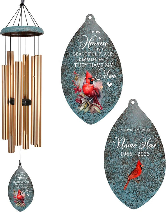 ASTARIN Personalized Name 35" Memorial Wind Chimes for Outside, Metal Sympathy Gifts for Loss of Mother Father Loved One, Bereavement Wind Chime in Memory Gift, Decor Outdoor Garden Patio
