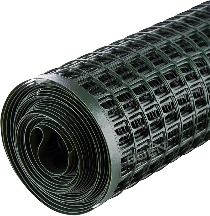 BOEN Garden Fence Temporary Barrier Outdoor Fence for Dog, Rabbit or Deer, Garden Netting Plastic Mesh Plant Protection (4' x 50', Green)
