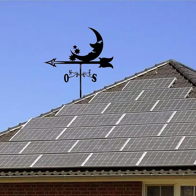 Cast Iron Wind Vane Weathercock Metal Weather Vane Wind Direction Indicator Wind Measuring Tool for Garden Decor Farmhouse Decorative Outdoor Garden Wind(Color:A)