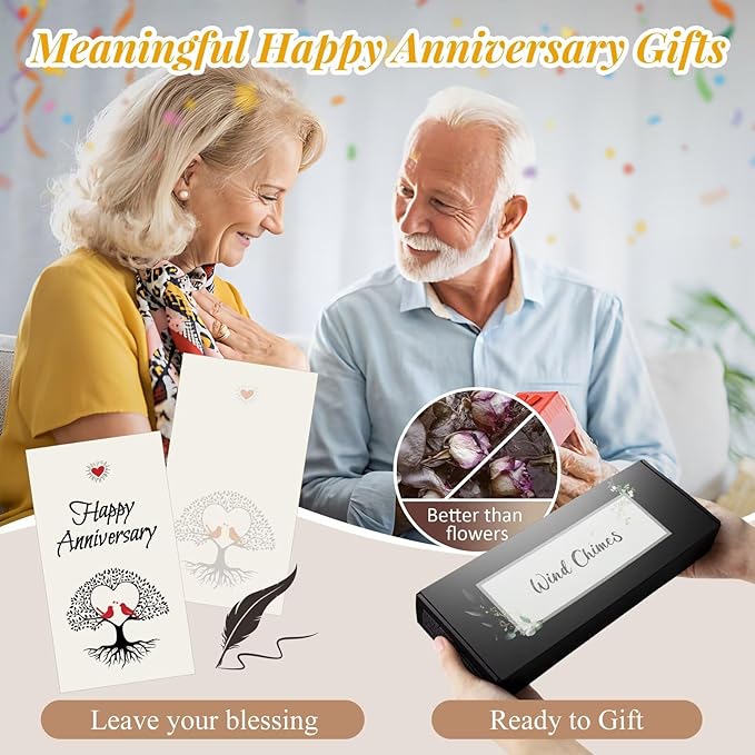 40th Anniversary Wind Chimes Gifts for Men Women,Romantic 40 Year Anniversary for Couples, Wife, Husband, Parents, Friends, 40th Wedding Gifts Idea of Happy Anniversaries Decorations,Black