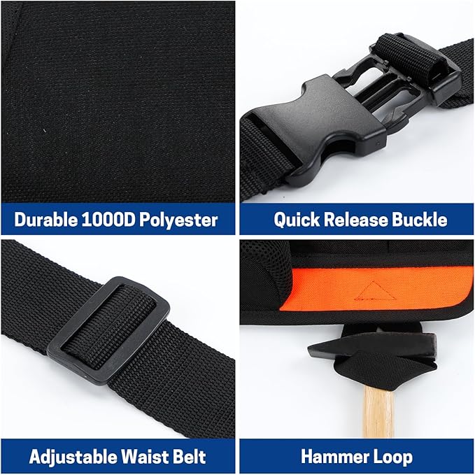 Garden Tool Belt, 6 Pocket Gardening Tool Waist Pouch with Adjustable Waist Strap, Gardening Belt Apron for Men Women
