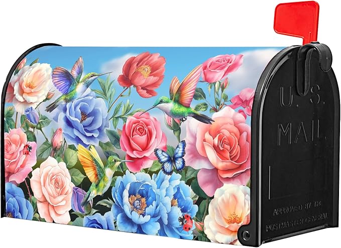 Floral Mailbox Covers Magnetic Standard Size 18 X 21 Inch Spring Butterfly Flower Magnetic Mailbox Cover Wildflowers Mailbox Wraps Post Box Cover Decoration Outdoor Garden Home Yard Outside