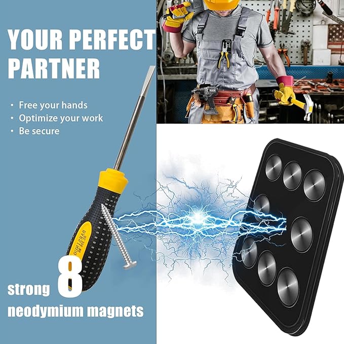 Magnetic Tool Holder Super Strong Tool Holster,Magnet Belt ClipAnti-Slip Strong Magnetic Clips Tool Belt Accessories for Hammer Nail Screwdrivers Adjustable Wrench Heavy Tools Hardware (2)