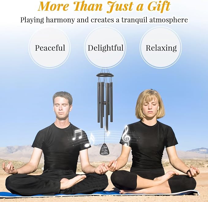 10th Anniversary Wind Chimes Gifts for Men Women,Romantic 10 Year Anniversary for Couples, Wife, Husband, Parents, Friends, 10th Wedding Gifts Idea of Happy Anniversaries Decorations,Black