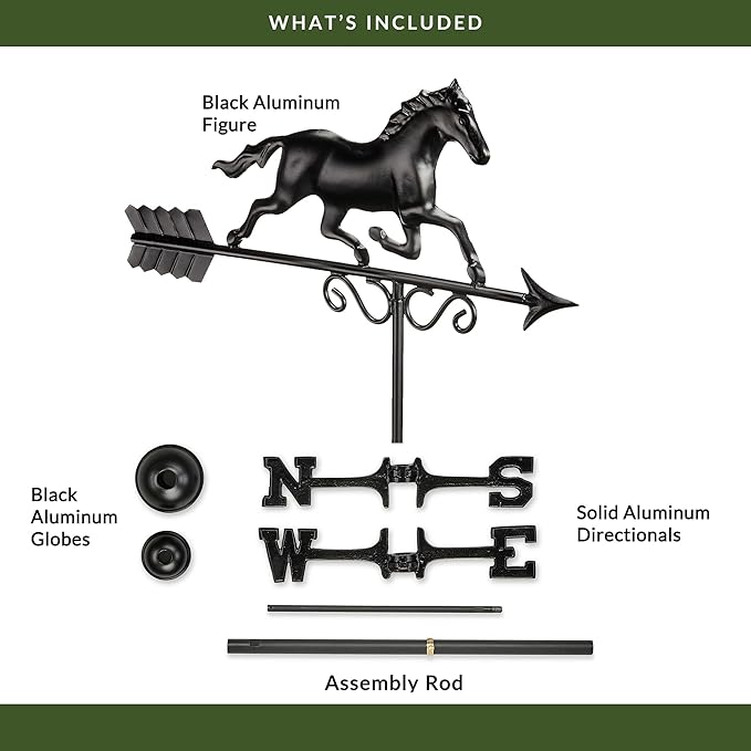 Galloping Horse Weathervane 1974K - Black Finish by Good Directions, 24"L x 15"H