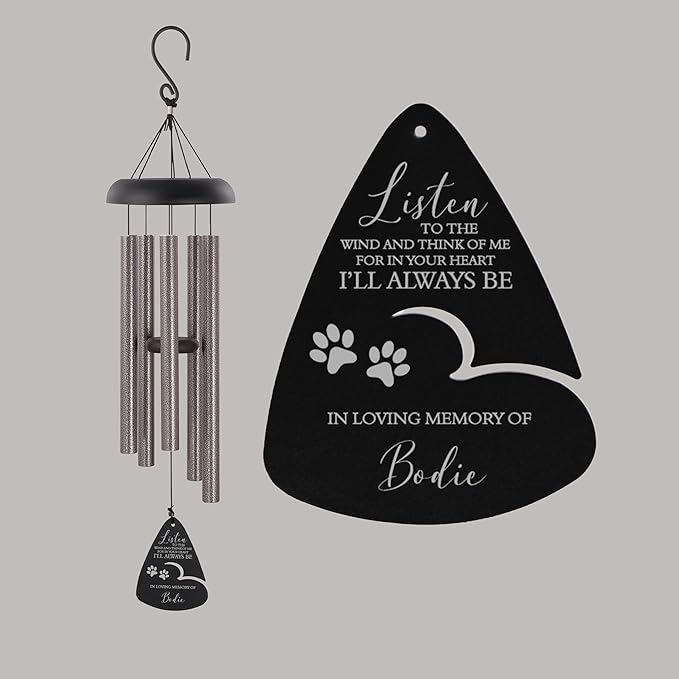 Personalized Listen to The Wind Pet Memorial Wind Chime (21" Silver)