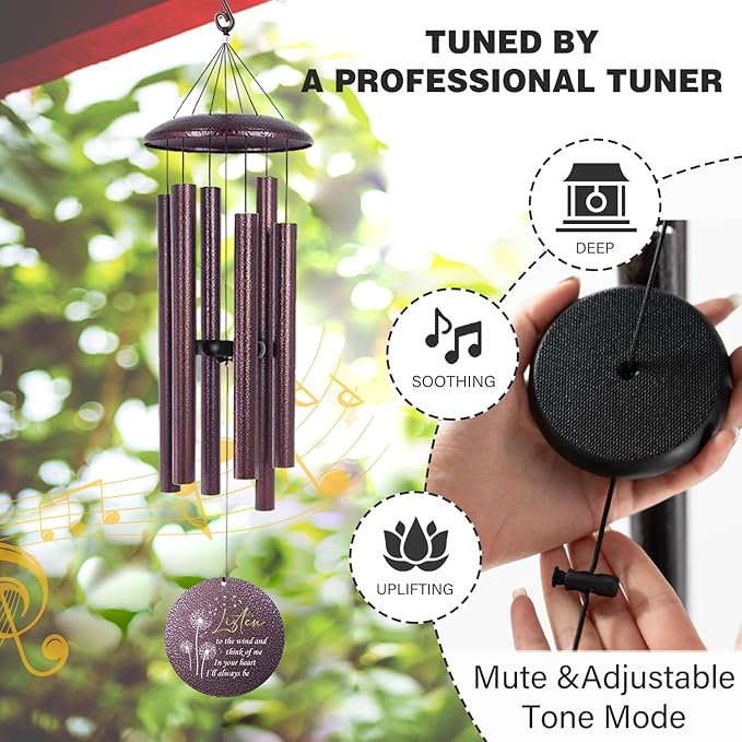 ASTARIN Personalized Memorial Wind Chime for Loss of Loved One 30/36/42 inch, Sympathy Deep Tone Wind Chimes for Mom Dad/Mother Father, Remembrance Gifts for Grief Condolence Funeral, Bereavement 11
