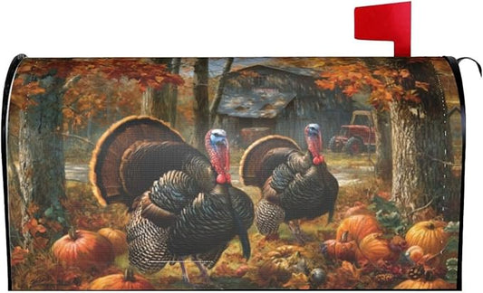 Thanksgiving Turkey Mailbox Covers Magnetic Letterbox Covers 21x18 Inch for Garden Outdoor Decoration