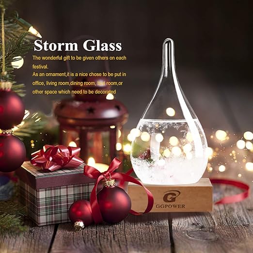 Storm Glass Weather Predictor,Christmas Unique Gifts, Christmas Snow Globe Barometer, Storm Glass Weather Station, Decorative Weather Predictor,Decorative Glass Bottles for Home and Office