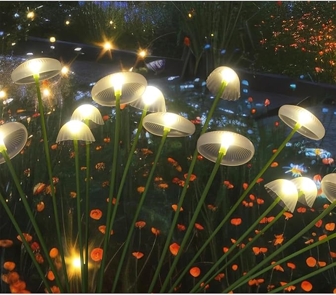 4 Packs Solar Lights Outdoor Waterproof,Garden Patio Decorative,Mushroom Light for Patio Lawn,Landscape Lighting Large Bulbs,Starlight Windswept Lights,Great Gift for Women for Gardening,24LEDs