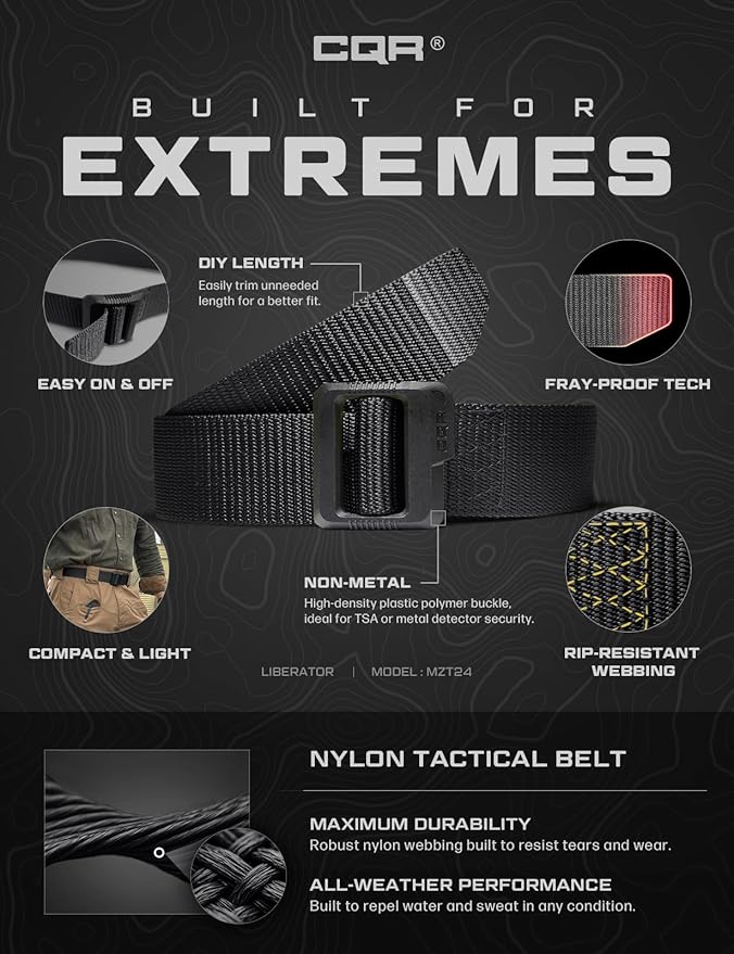 CQR Tactical Belt, Military Style Heavy Duty Belt, Webbing EDC Quick-Release Buckle