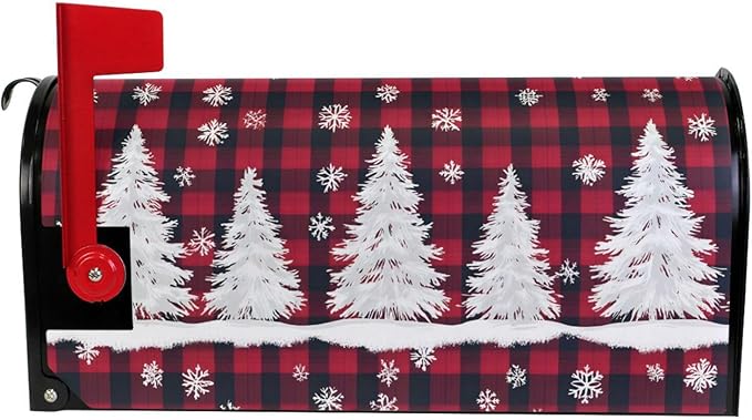 SUABO Mailbox Cover Christmas Tree Snow Oversize Magnetic Mailbox Covers Wraps for Christmas Home Yard Garden Decor