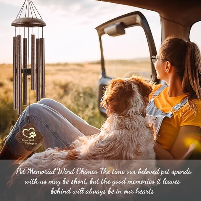 Dog Memorial Gifts, Pet Memorial Wind Chimes for Dogs, Loss of Dog Passing Away Remembrance Bereavement Sympathy Gift, Cat Memorial 32"