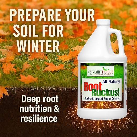 GS Plant Foods Root Ruckus Compost Fertilizer Organic Plant Food - Turbo Charged Compost for Plants - Humic Acid & Sea Kelp Nutritional Root Supplement for Lawns, Soil, Shrubs & Vegetables - 1 Gallon
