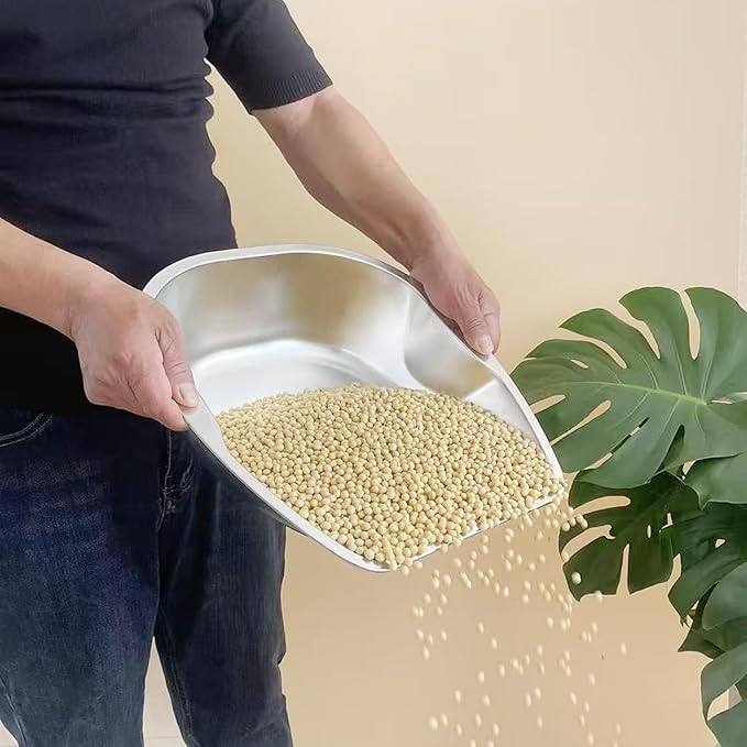 Heavy-Duty Multi-Use Stainless Steel Scoop Shovel, Feed Scoop – with Dual-Side Handles, Stackable One-Piece Design, Thickened, Tall, High-Capacity Body - for Feed, Grain, Soil