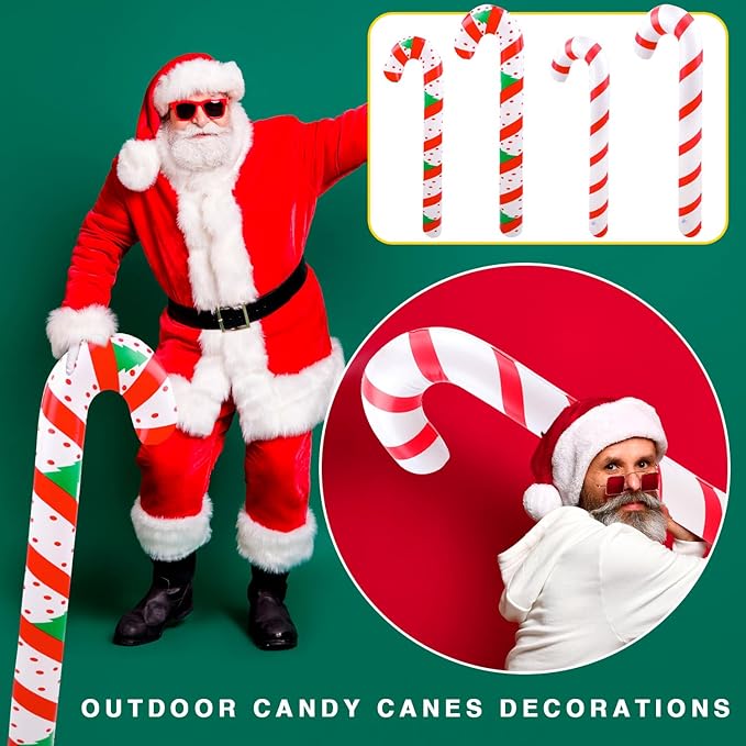 8 Pcs 47 Inch 35 Inch Christmas Inflatable Candy Canes Large Blow Up Candy Canes Balloons for Outdoor Christmas Holiday Party Decorations (Color Style 2)